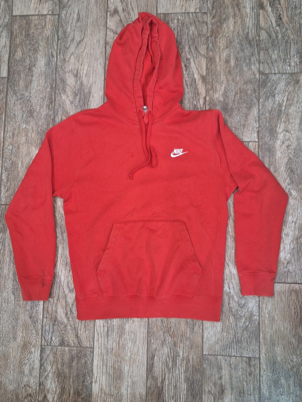 Nike Red Crewneck Pullover Hoodie with White Logo